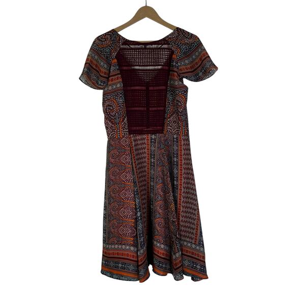 Miss Me Fit & Flare Dress Womens L Multicolor Batik Boho Tribal Hippie Gypsy - Picture 4 of 6